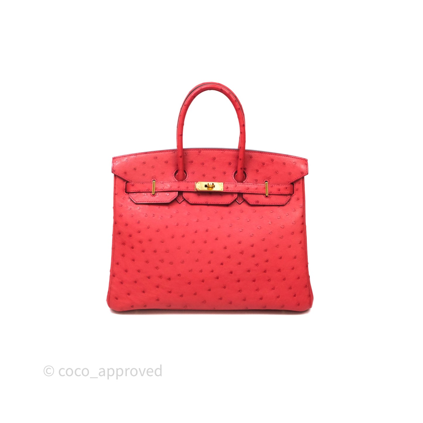 Hermes Birkin 35 Rouge Pivoine 2R Ostrich Gold Hardware