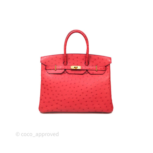 Hermes Birkin 35 Rouge Pivoine 2R Ostrich Gold Hardware