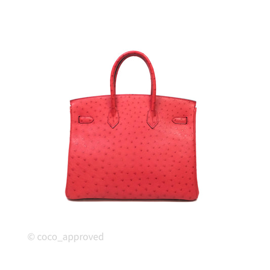 Hermes Birkin 35 Rouge Pivoine 2R Ostrich Gold Hardware
