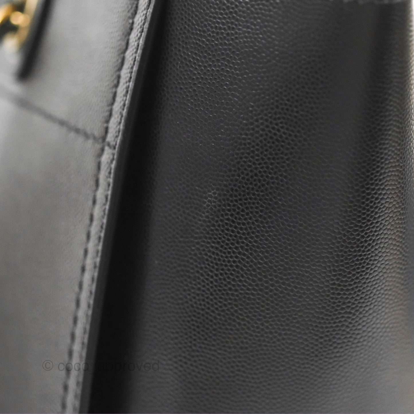 Chanel Small Studded Deauville Tote Black Caviar Gold Hardware