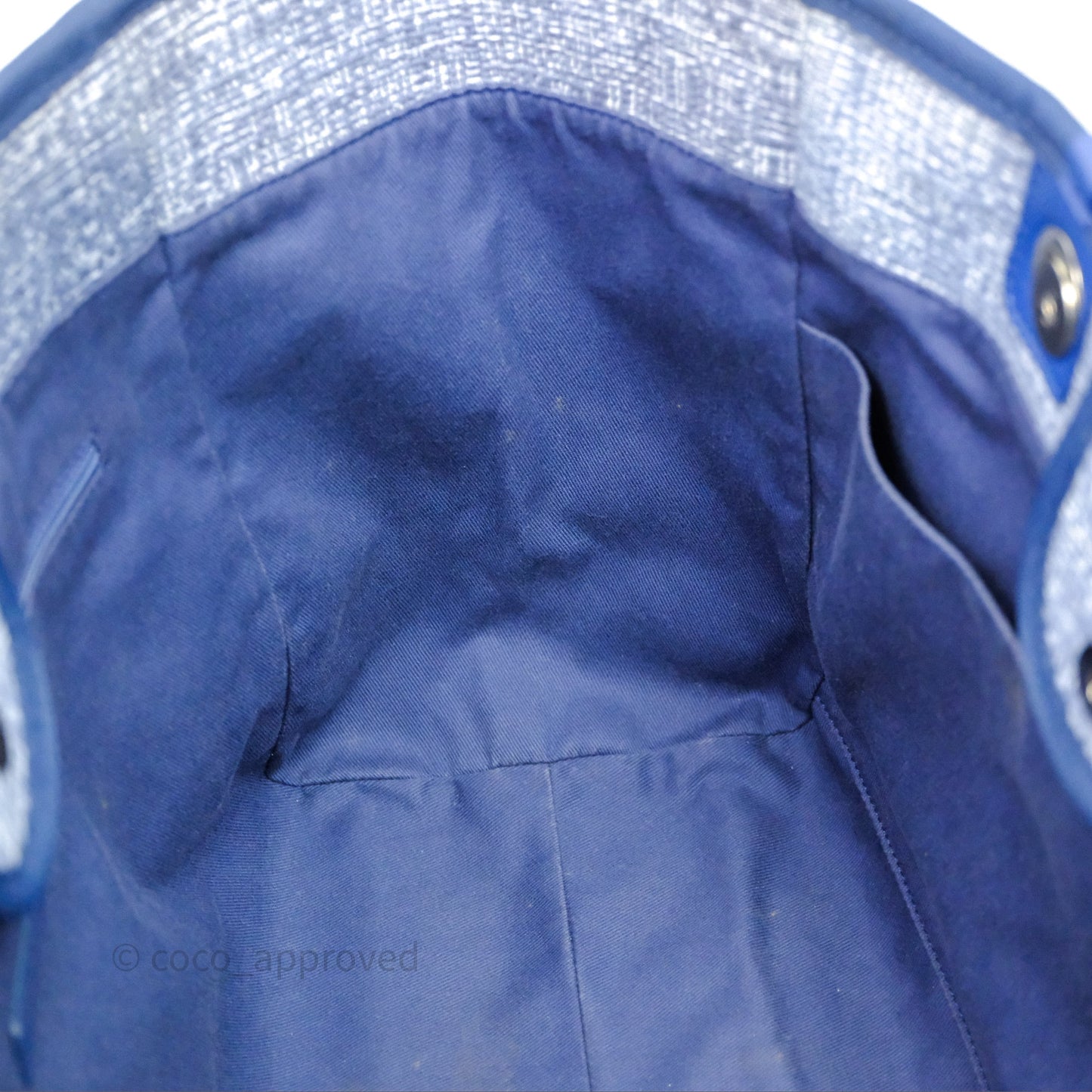 Chanel Large Deauville Blue Canvas Silver Hardware