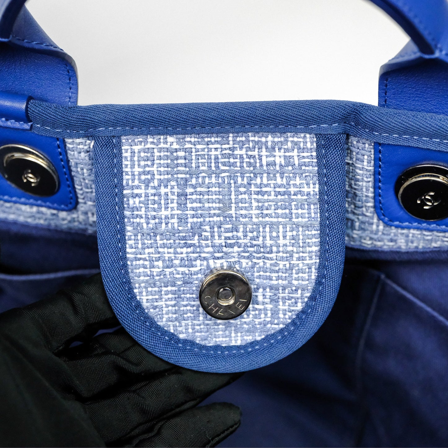 Chanel Large Deauville Blue Canvas Silver Hardware