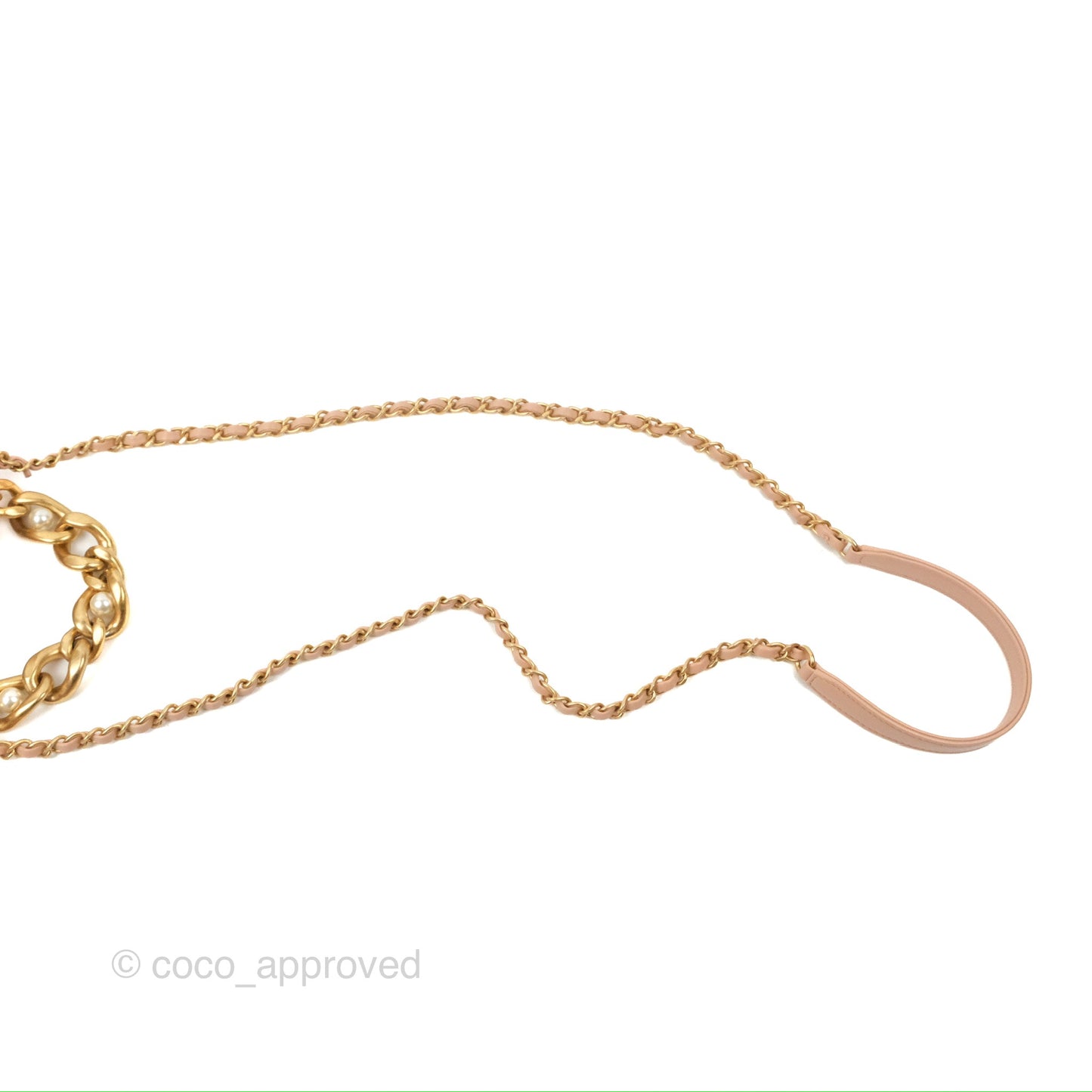 Chanel Pearl Chain Bag Nude Pink Calfskin Aged Gold Hardware