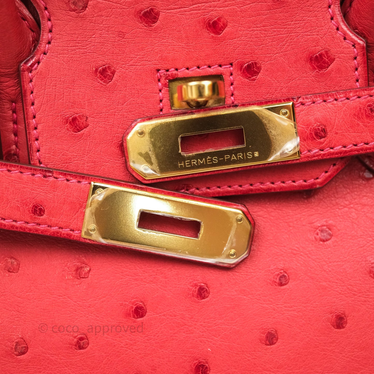 Hermes Birkin 35 Rouge Pivoine 2R Ostrich Gold Hardware