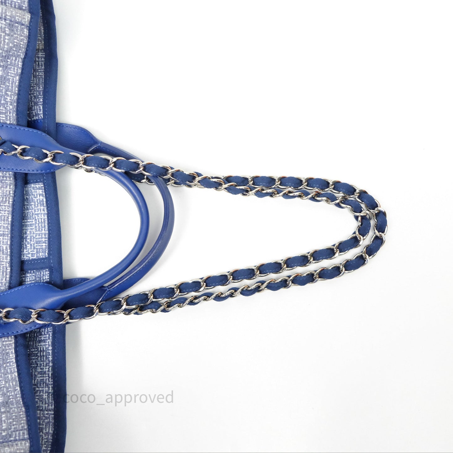 Chanel Large Deauville Blue Canvas Silver Hardware