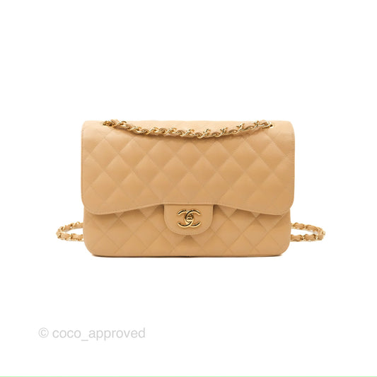 Chanel Jumbo Double Flap Beige Caviar Gold Hardware⁣⁣