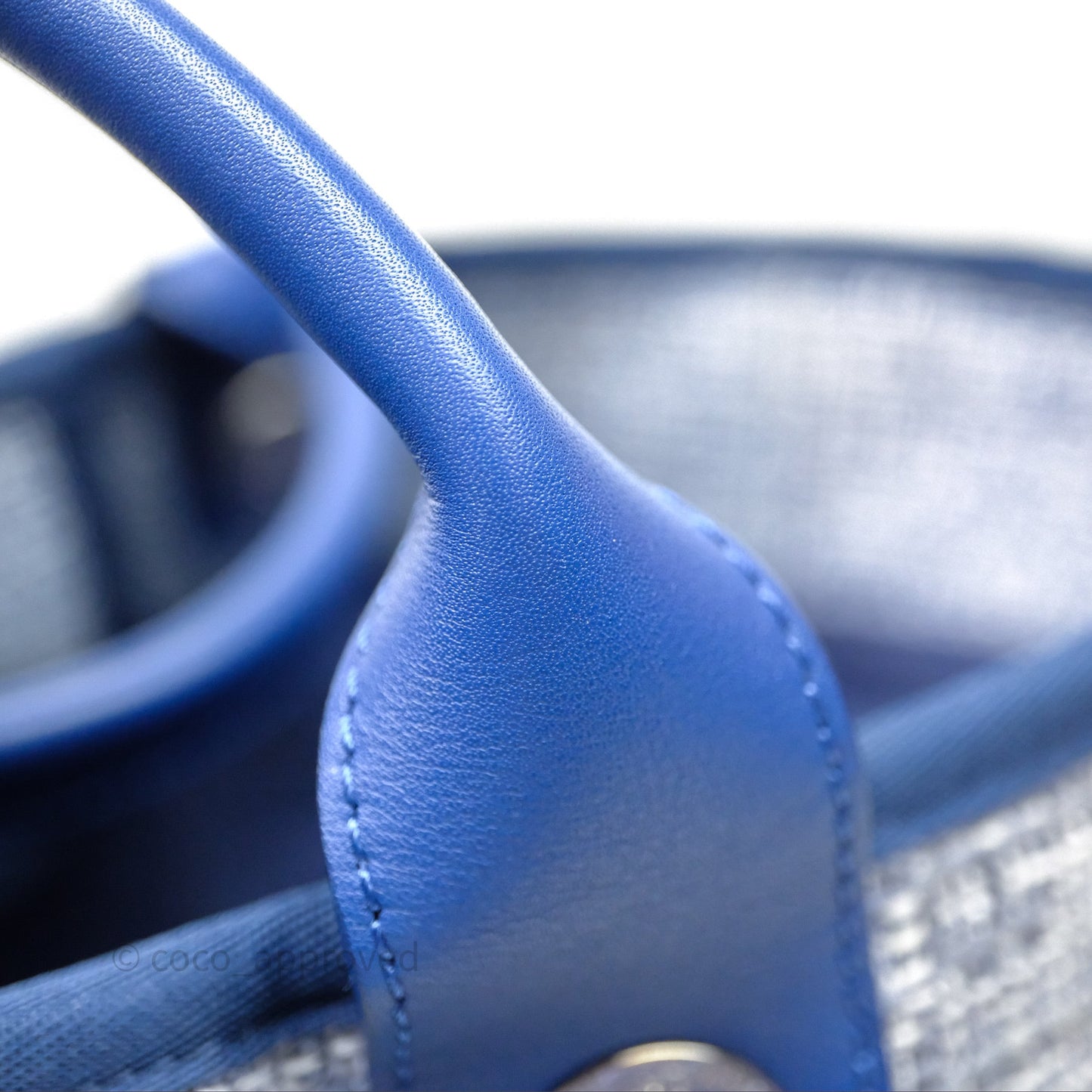 Chanel Large Deauville Blue Canvas Silver Hardware
