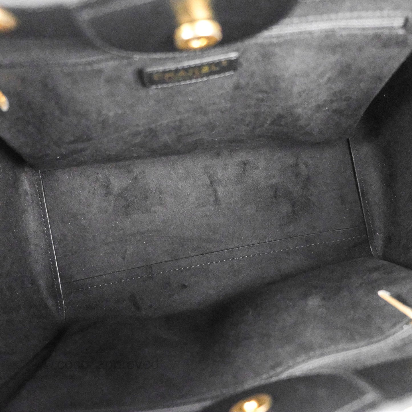 Chanel Small Studded Deauville Tote Black Caviar Gold Hardware