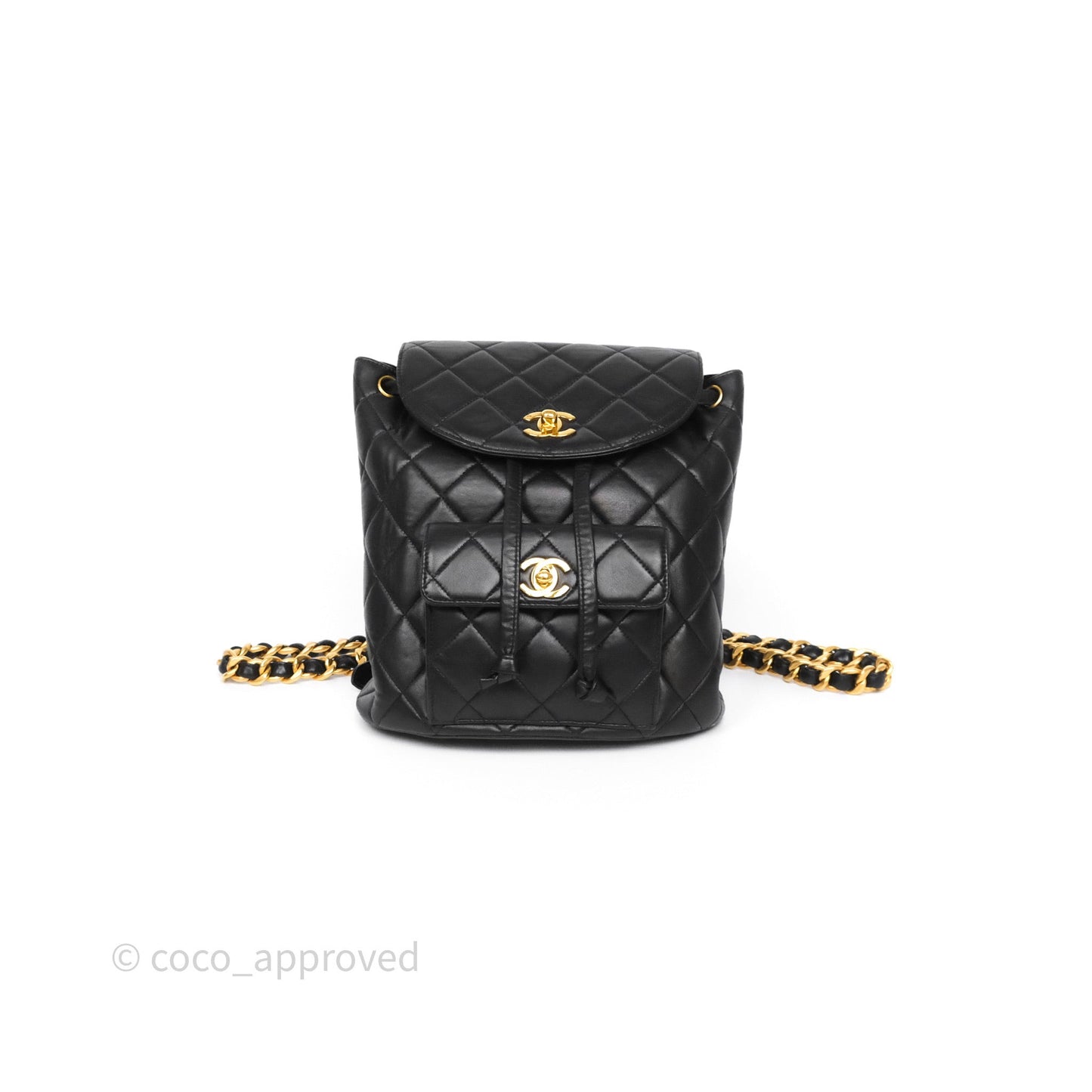 Chanel Vintage CC Duma Backpack Black Lambskin 24K Gold Hardware