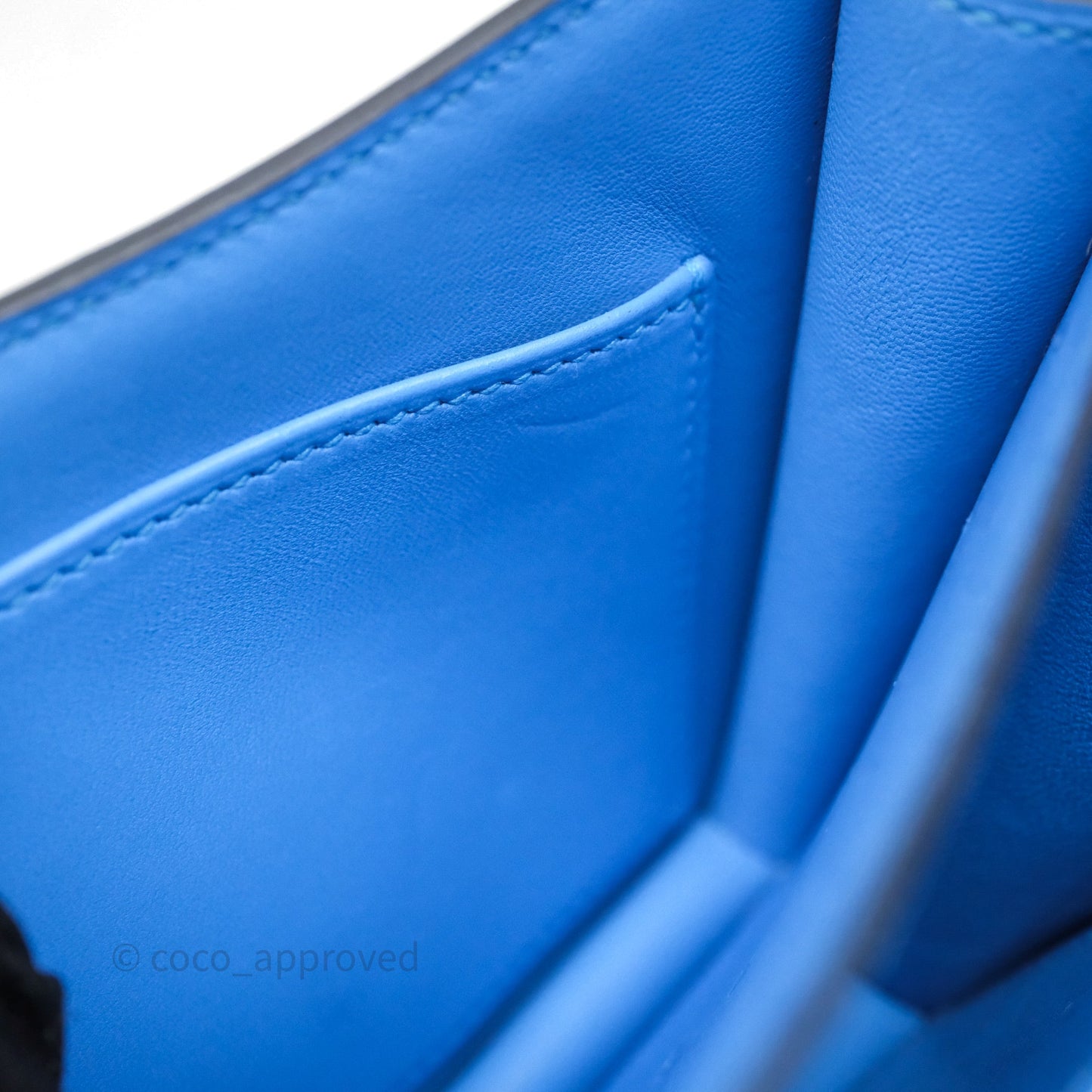 Hermes Mini Constance Ostrich Blue Bleuet O7 Gold Hardware