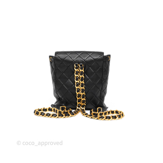 Chanel Vintage CC Duma Backpack Black Lambskin 24K Gold Hardware