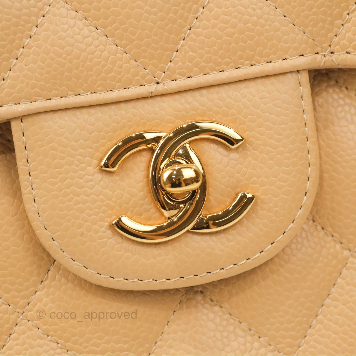Chanel Jumbo Double Flap Beige Caviar Gold Hardware⁣⁣