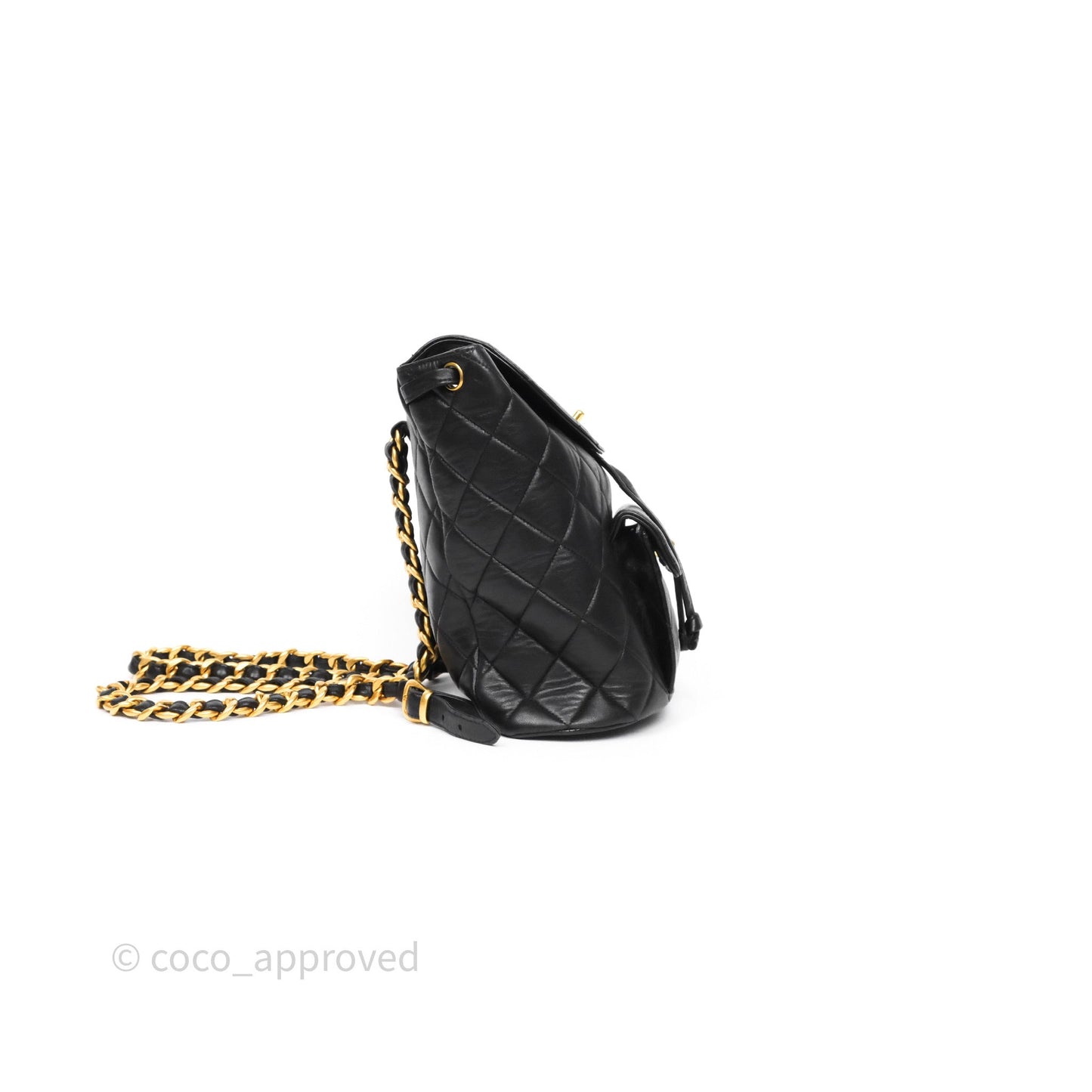 Chanel Vintage CC Duma Backpack Black Lambskin 24K Gold Hardware