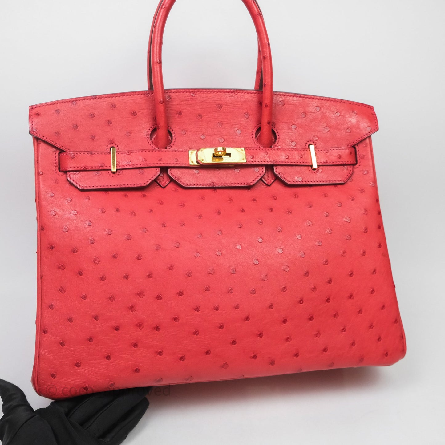 Hermes Birkin 35 Rouge Pivoine 2R Ostrich Gold Hardware