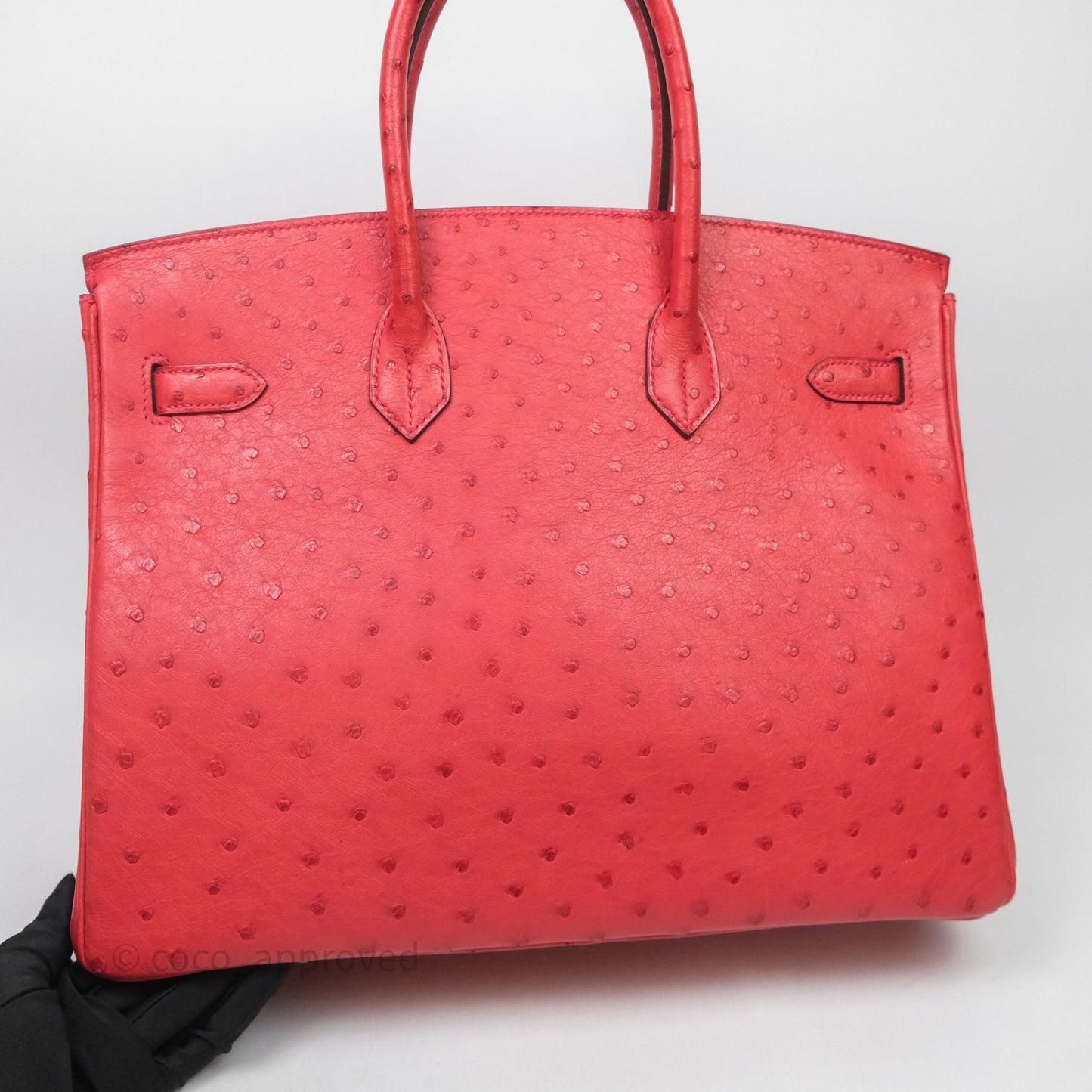 Hermes Birkin 35 Rouge Pivoine 2R Ostrich Gold Hardware