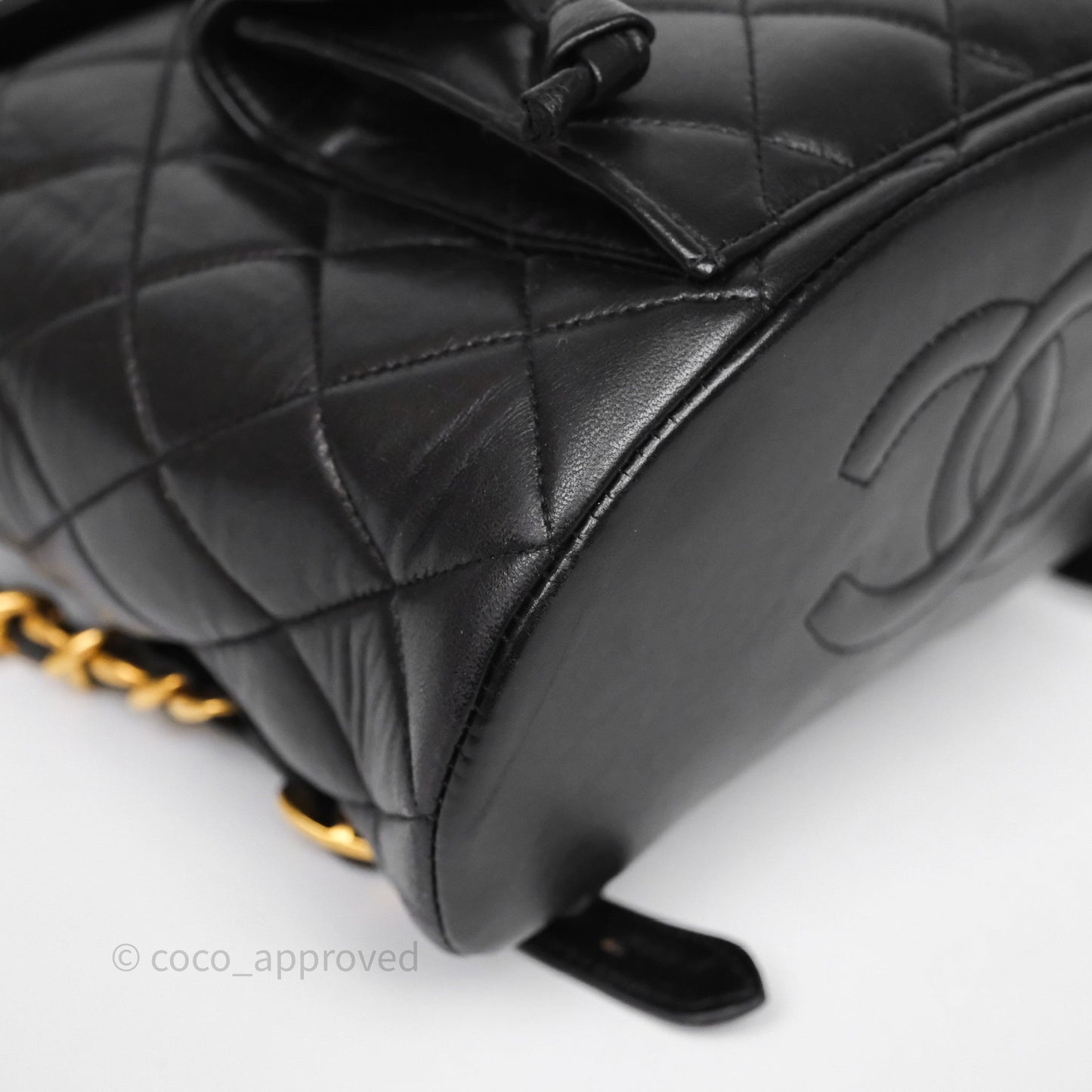 Chanel Vintage CC Duma Backpack Black Lambskin 24K Gold Hardware