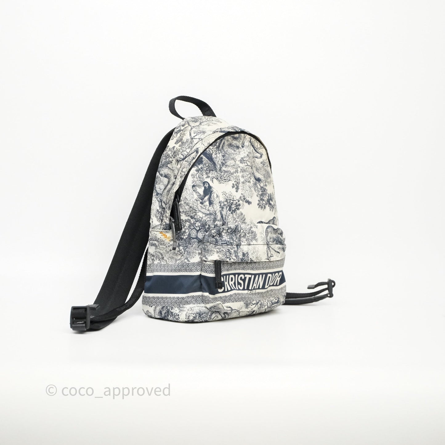 Christian Dior Toile De Jouy Diortravel Backpack White/ Blue Nylon