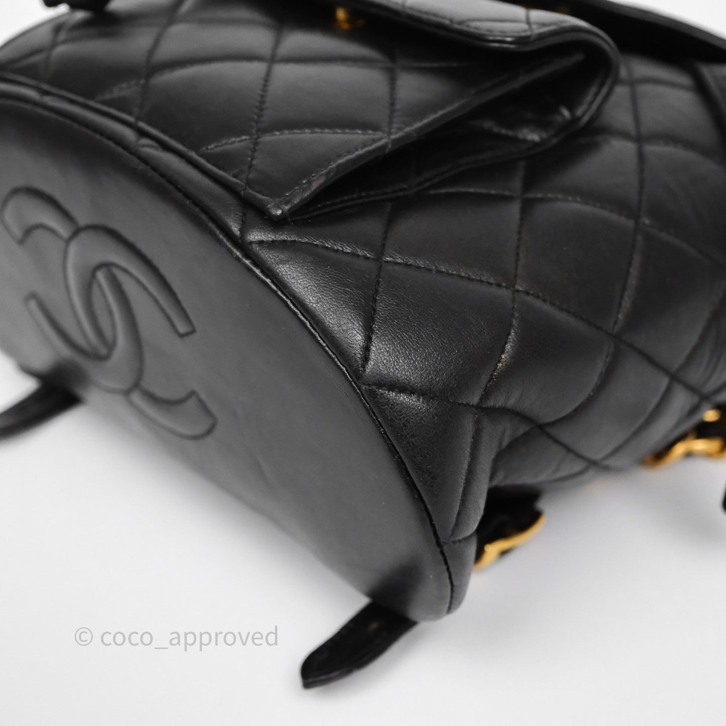Chanel Vintage CC Duma Backpack Black Lambskin 24K Gold Hardware