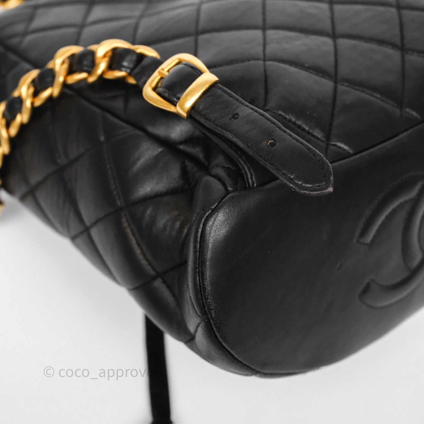 Chanel Vintage CC Duma Backpack Black Lambskin 24K Gold Hardware