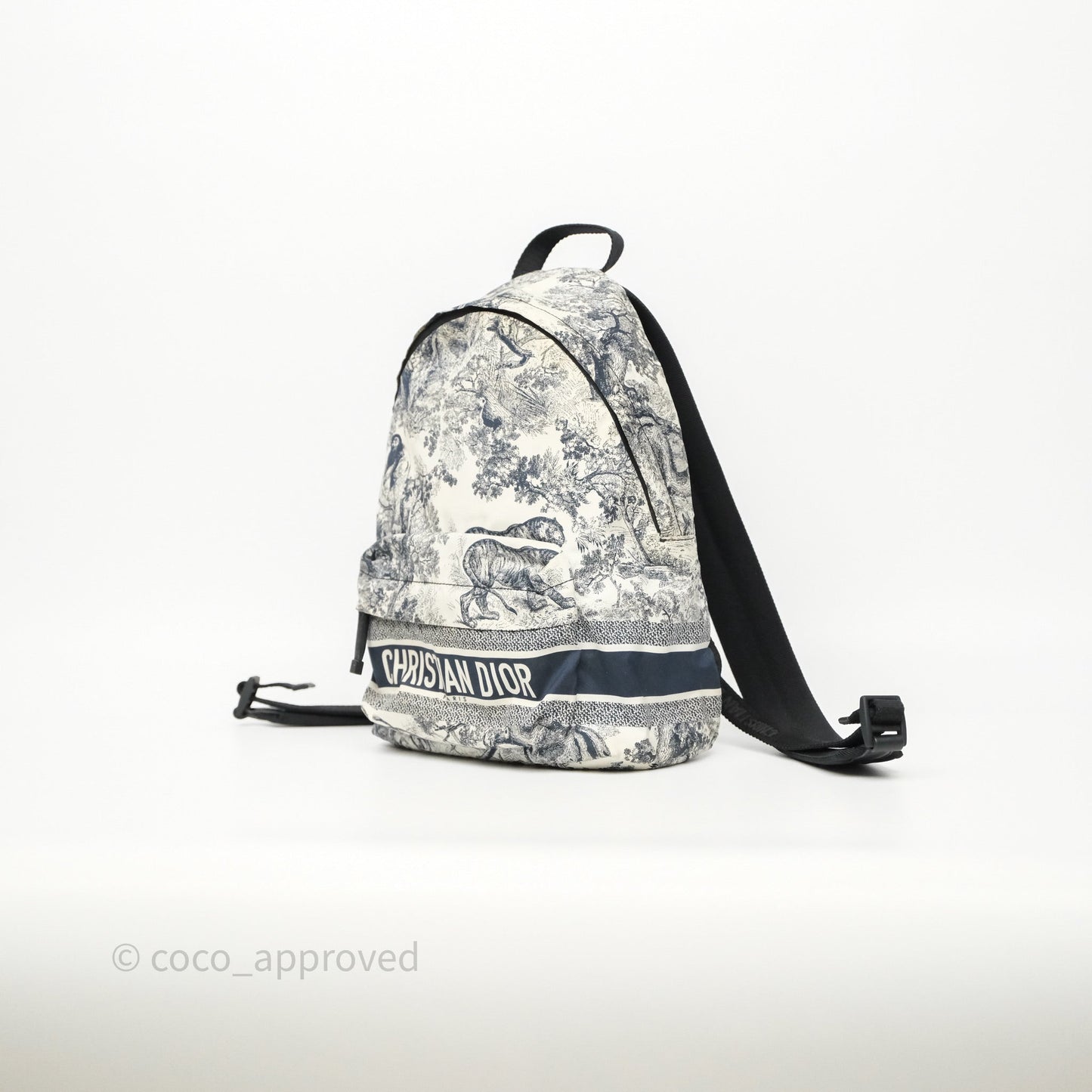 Christian Dior Toile De Jouy Diortravel Backpack White/ Blue Nylon