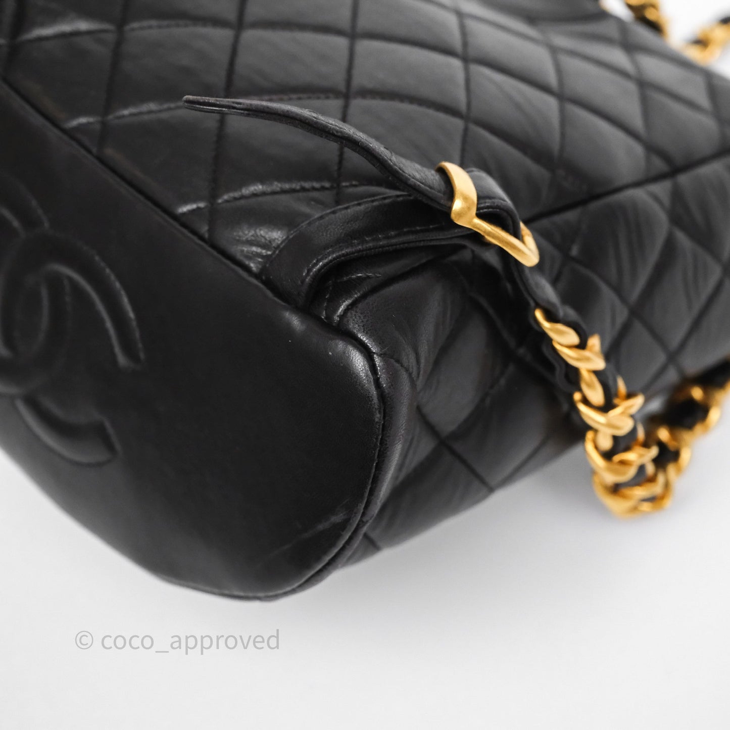 Chanel Vintage CC Duma Backpack Black Lambskin 24K Gold Hardware
