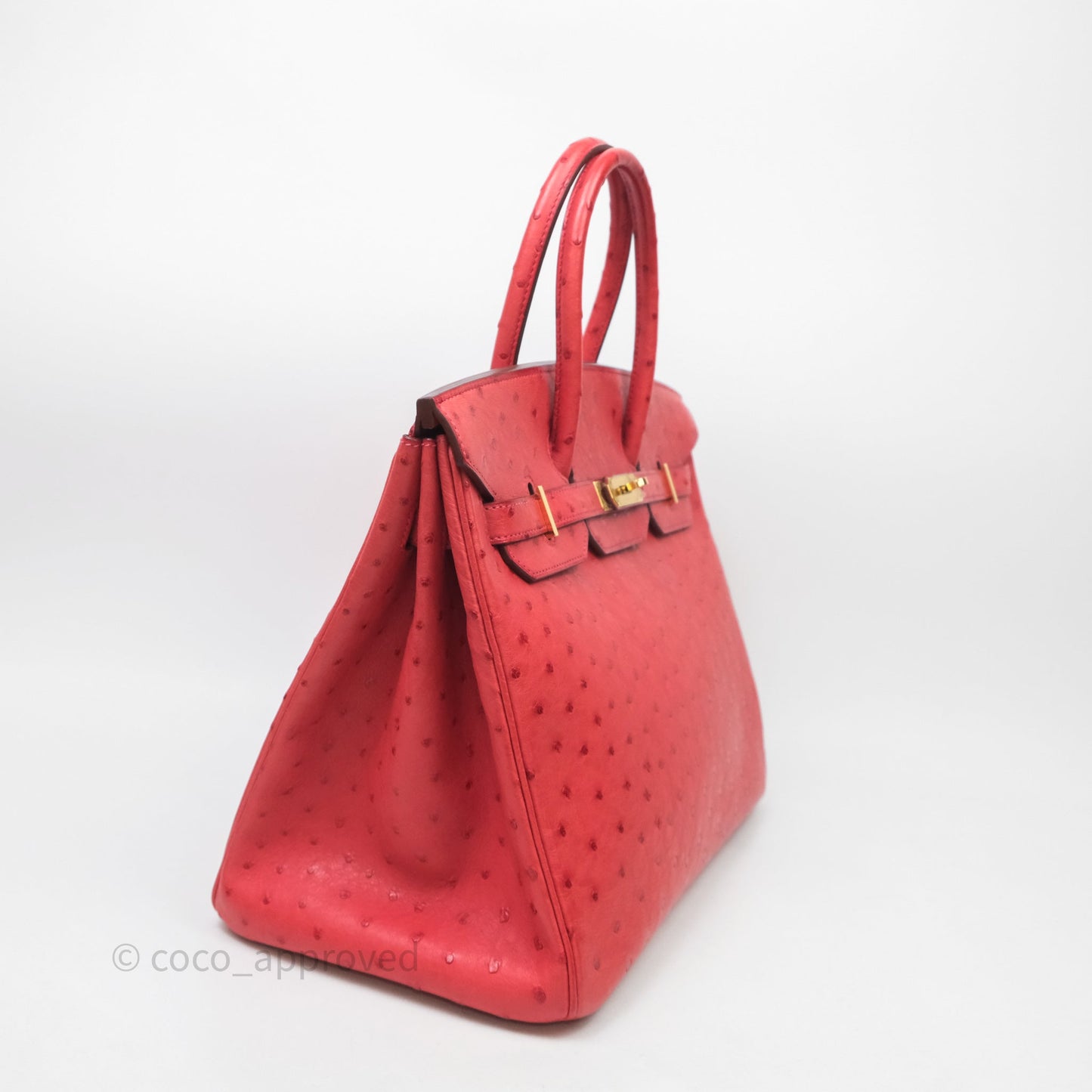 Hermes Birkin 35 Rouge Pivoine 2R Ostrich Gold Hardware