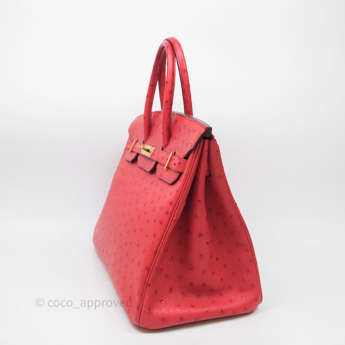 Hermes Birkin 35 Rouge Pivoine 2R Ostrich Gold Hardware