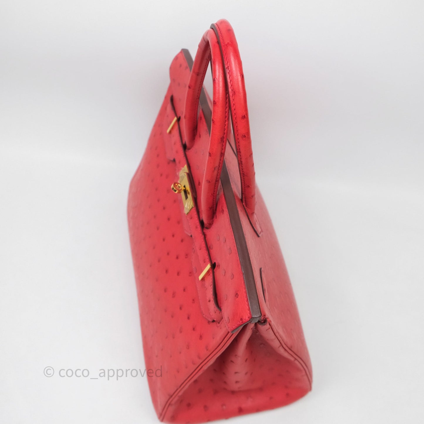 Hermes Birkin 35 Rouge Pivoine 2R Ostrich Gold Hardware
