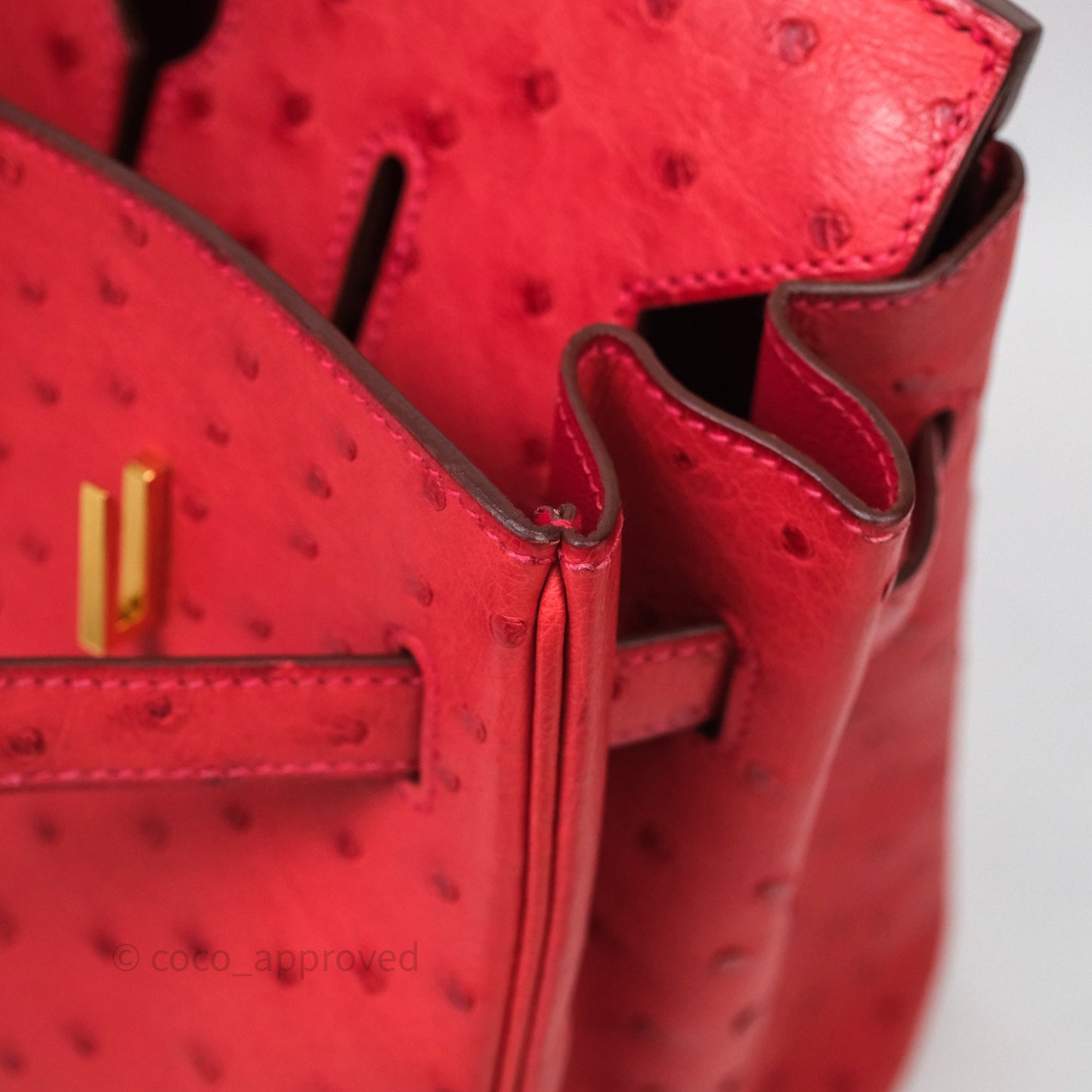 Hermes Birkin 35 Rouge Pivoine 2R Ostrich Gold Hardware