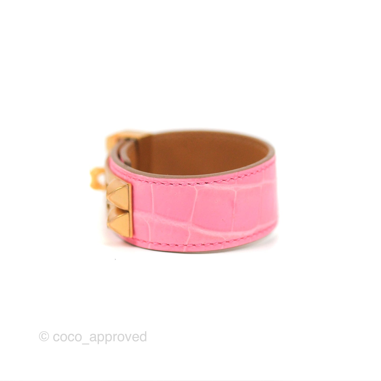 Hermès Collier de Chien 24 Bracelet Rose Bubblegum Niloticus Boreal Crocodile Leather