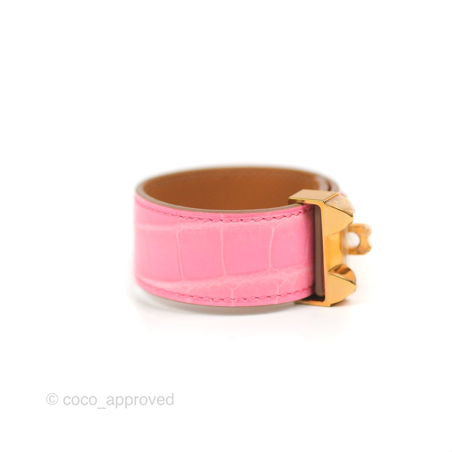 Hermès Collier de Chien 24 Bracelet Rose Bubblegum Niloticus Boreal Crocodile Leather