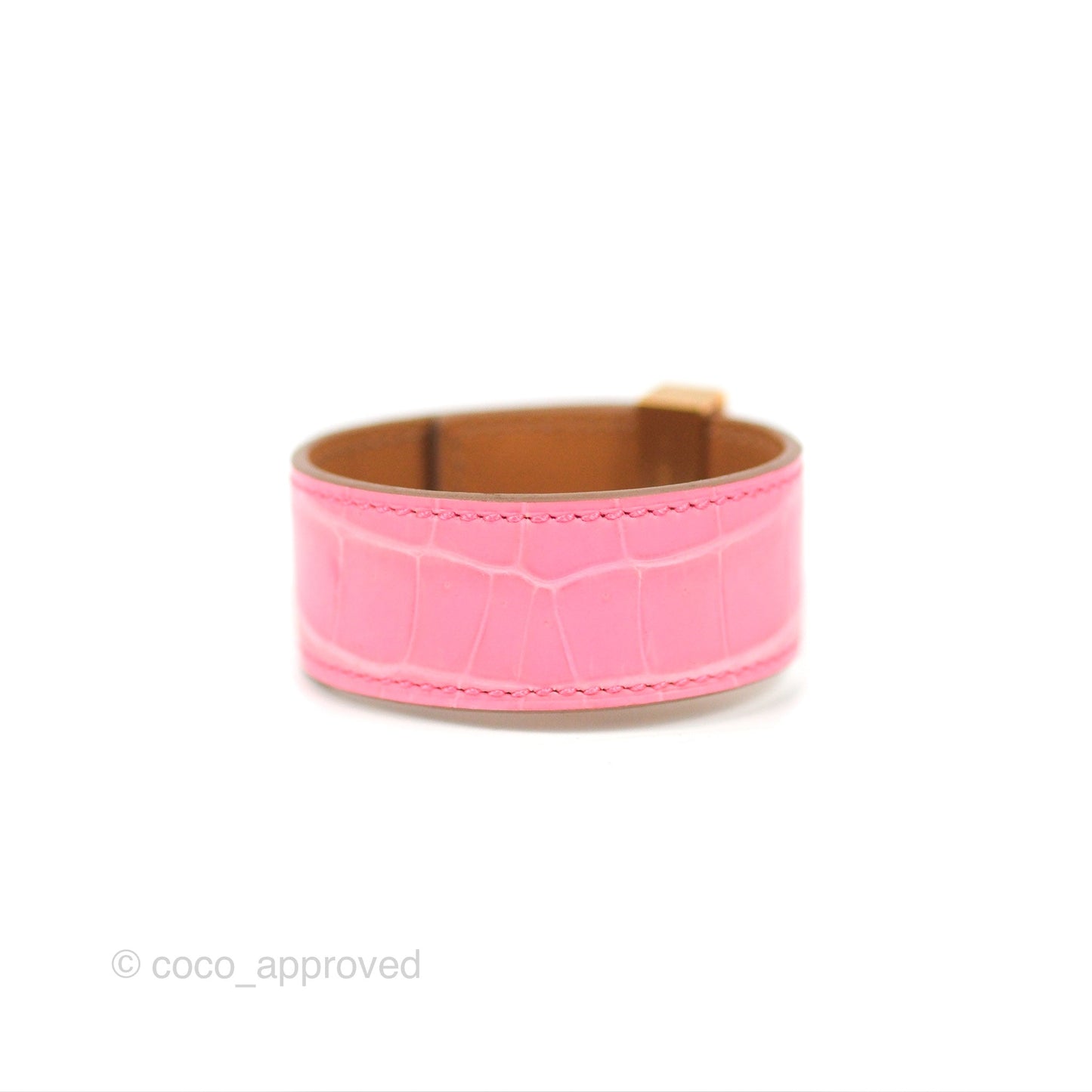 Hermès Collier de Chien 24 Bracelet Rose Bubblegum Niloticus Boreal Crocodile Leather