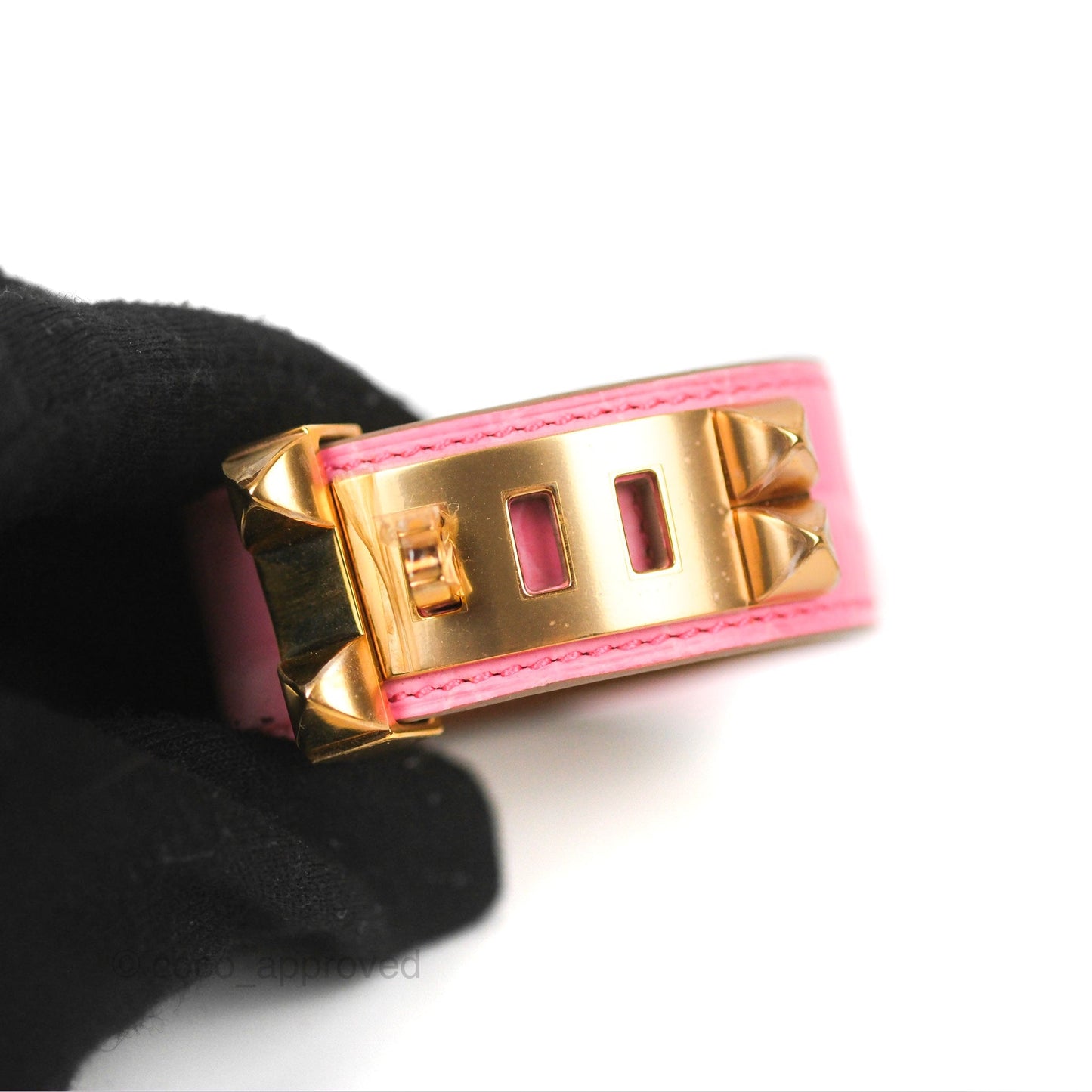 Hermès Collier de Chien 24 Bracelet Rose Bubblegum Niloticus Boreal Crocodile Leather