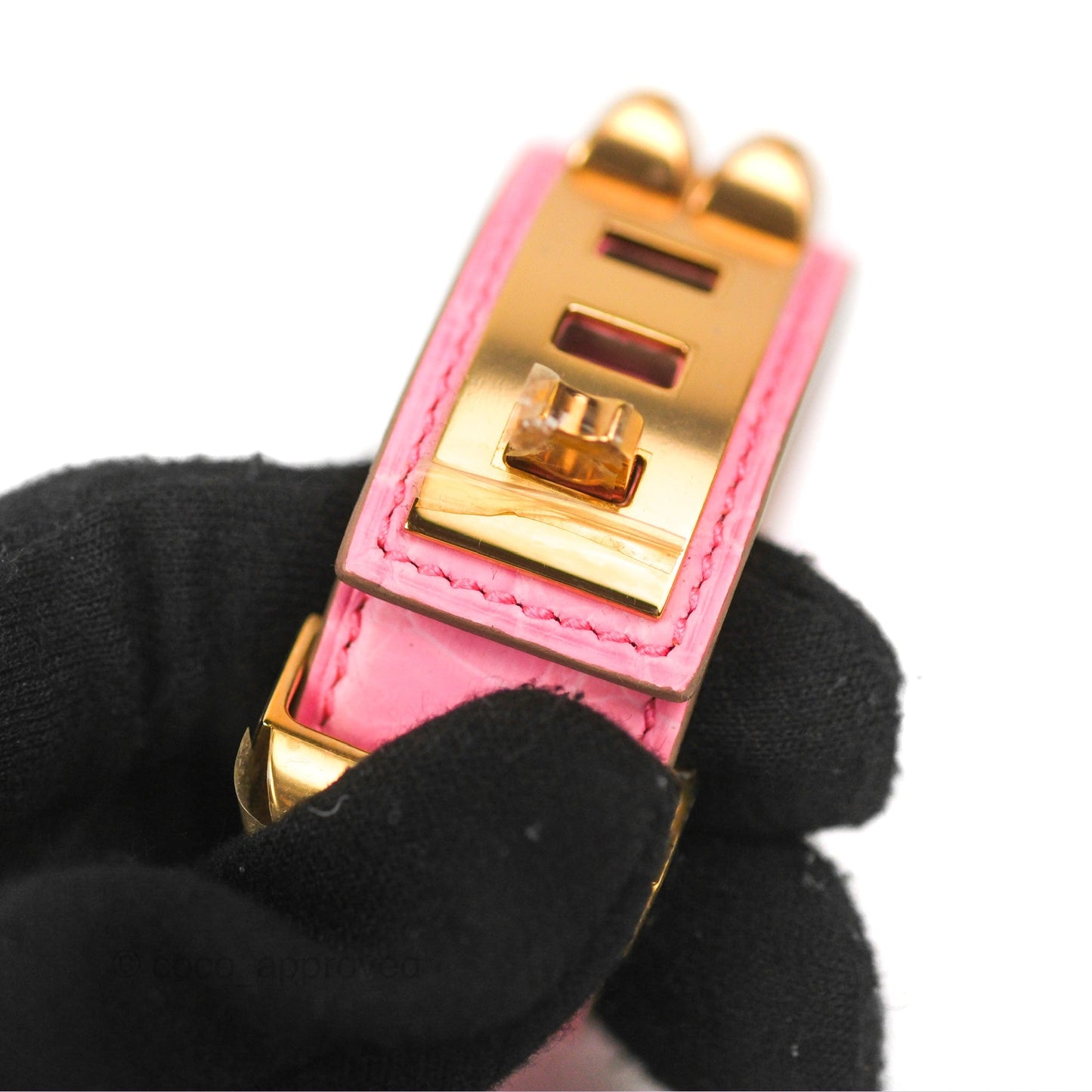Hermès Collier de Chien 24 Bracelet Rose Bubblegum Niloticus Boreal Crocodile Leather