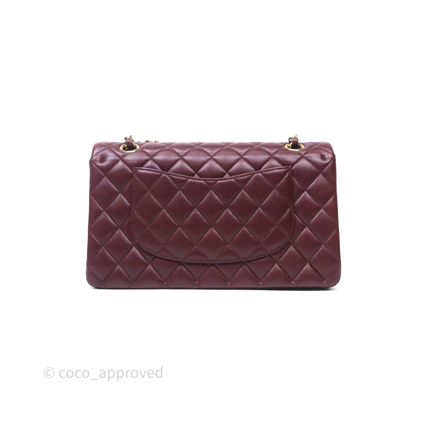 Chanel Classic M/L Medium Flap Quilted Burgundy Lambskin Gold Hardware