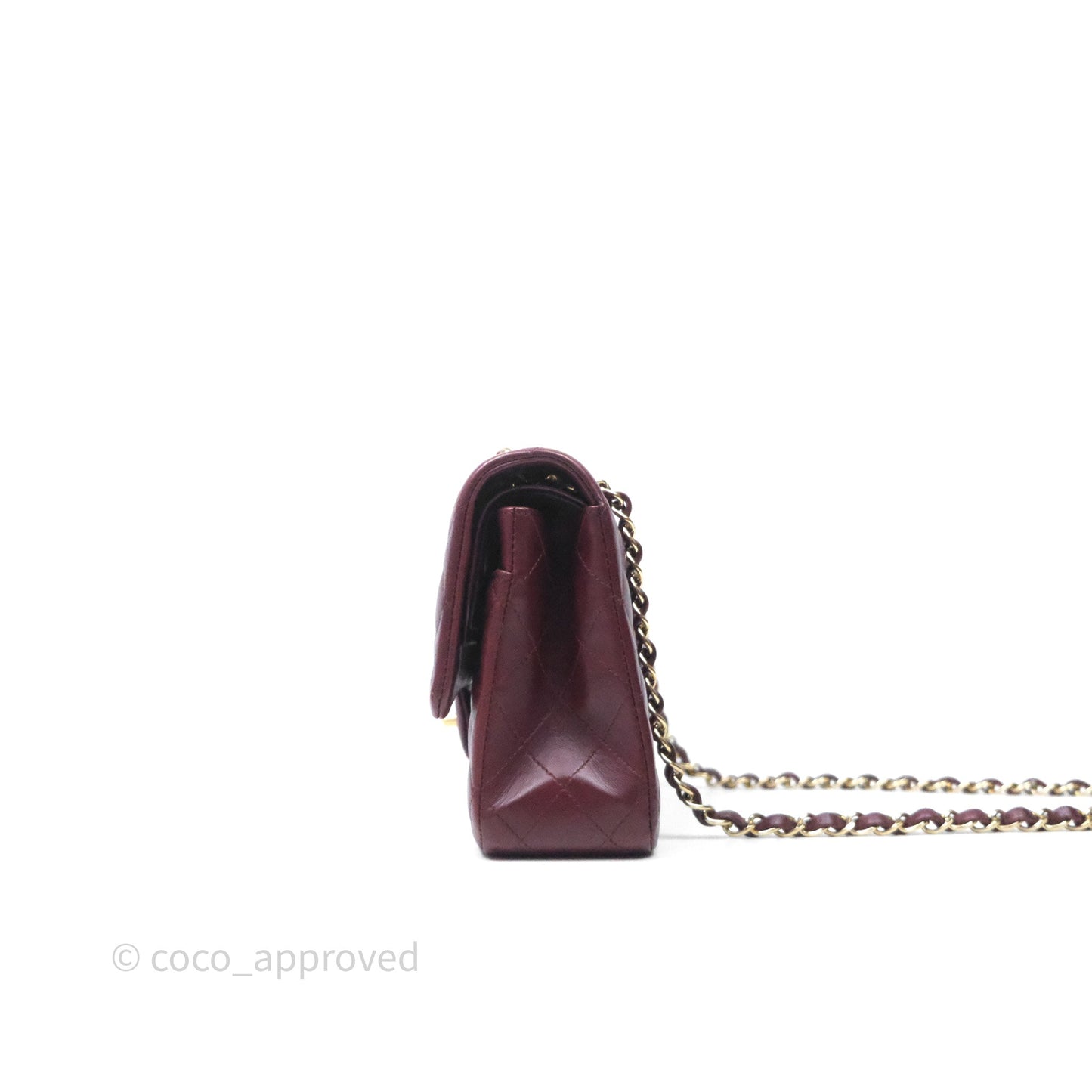 Chanel Classic M/L Medium Flap Quilted Burgundy Lambskin Gold Hardware