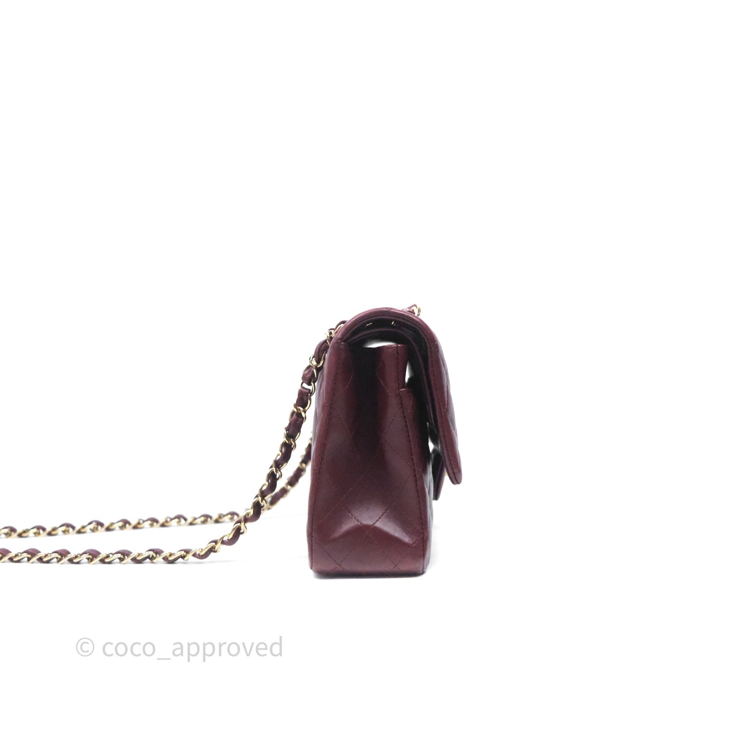 Chanel Classic M/L Medium Flap Quilted Burgundy Lambskin Gold Hardware