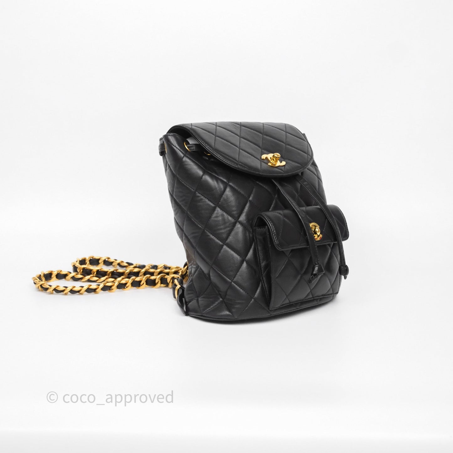 Chanel Vintage CC Duma Backpack Black Lambskin 24K Gold Hardware