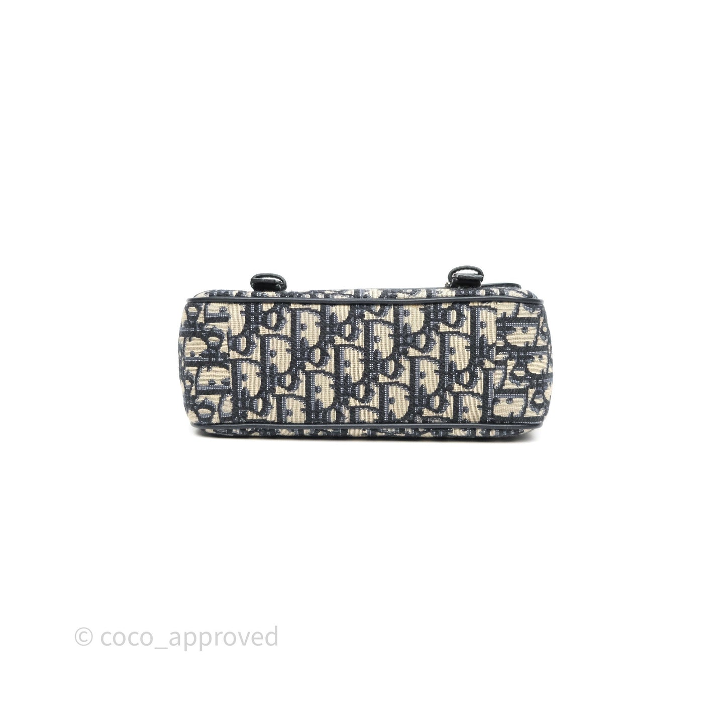 Christian Dior Messenger Bag in Blue Smooth Calfskin and Beige/ Black Dior Oblique Jacquard