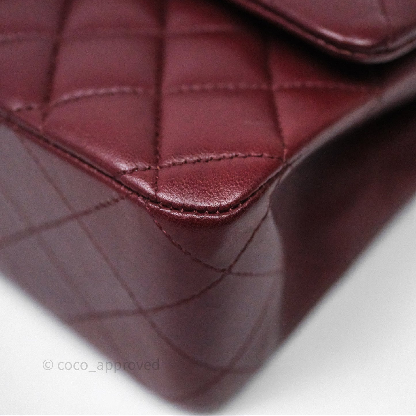 Chanel Classic M/L Medium Flap Quilted Burgundy Lambskin Gold Hardware