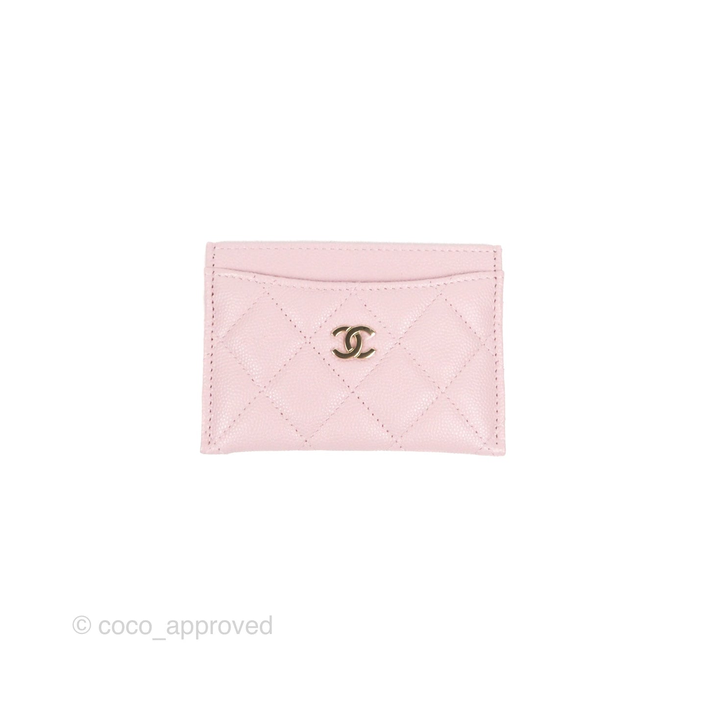 Chanel Classic Flat Card Holder Pink Caviar Gold Hardware