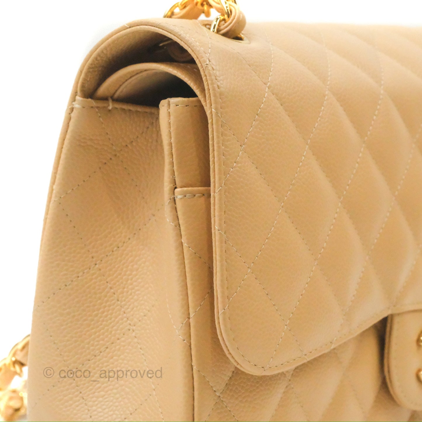 Chanel Jumbo Double Flap Beige Caviar Gold Hardware⁣⁣