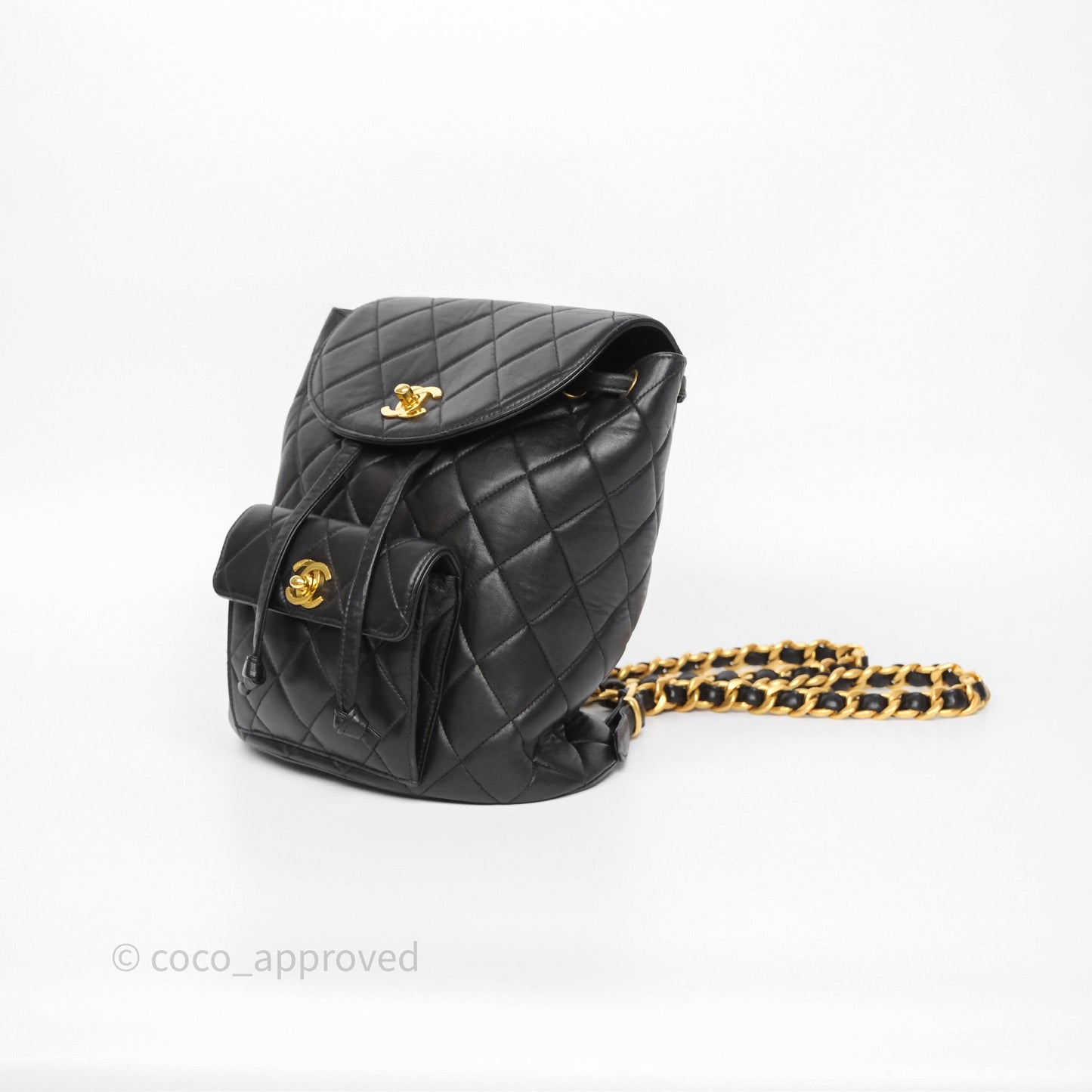 Chanel Vintage CC Duma Backpack Black Lambskin 24K Gold Hardware