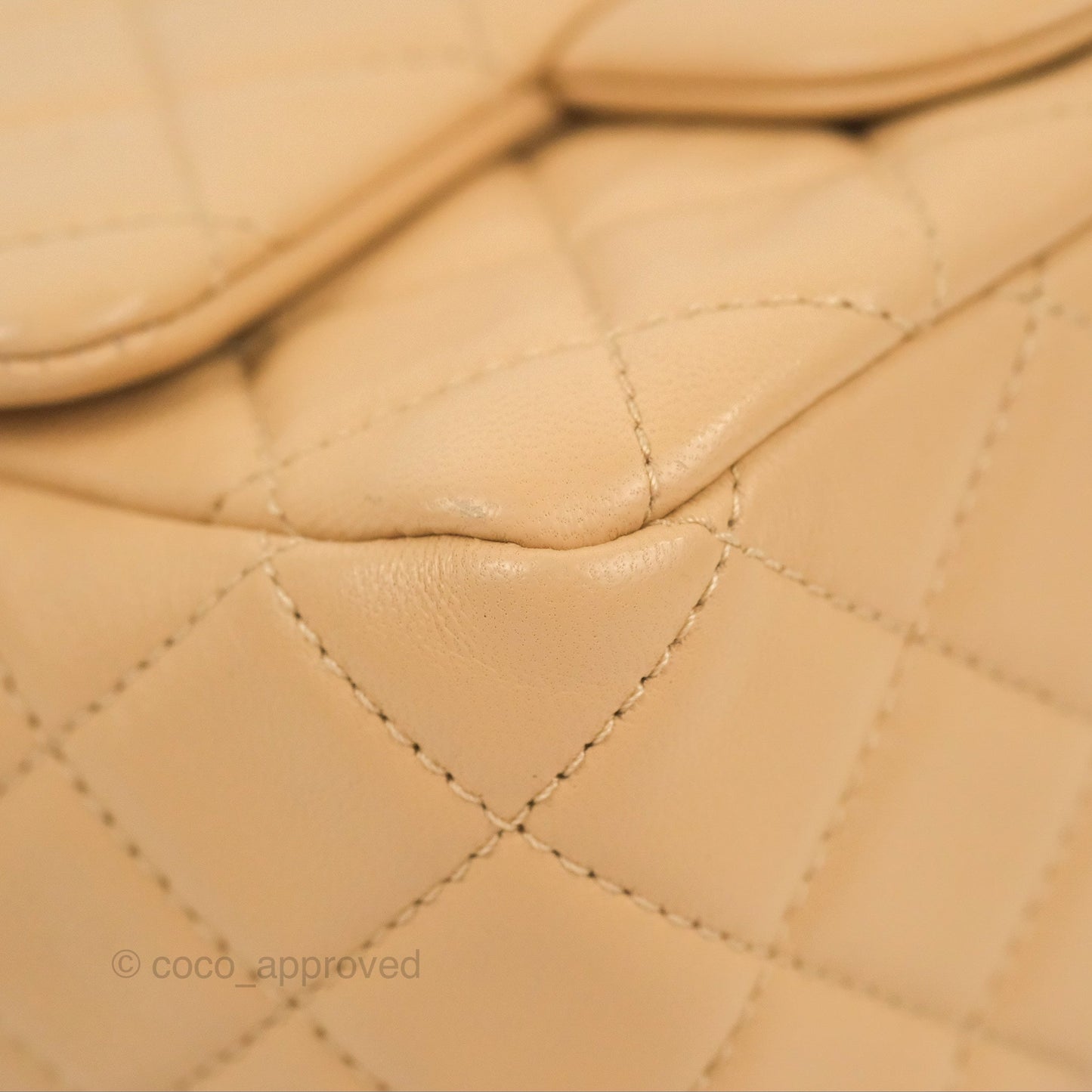 Chanel Mini Square Pearl Crush Beige Lambskin Aged Gold Hardware