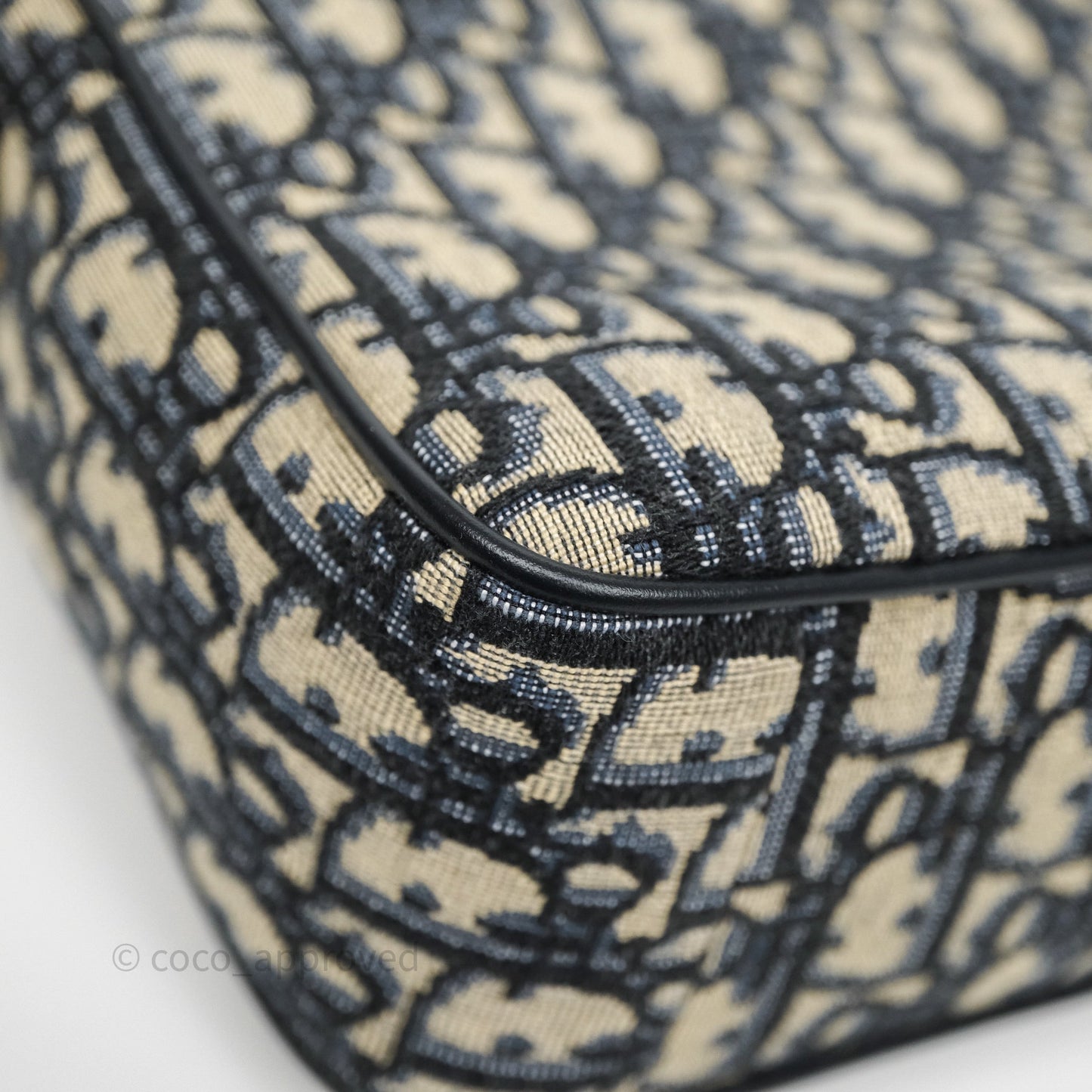 Christian Dior Messenger Bag in Blue Smooth Calfskin and Beige/ Black Dior Oblique Jacquard