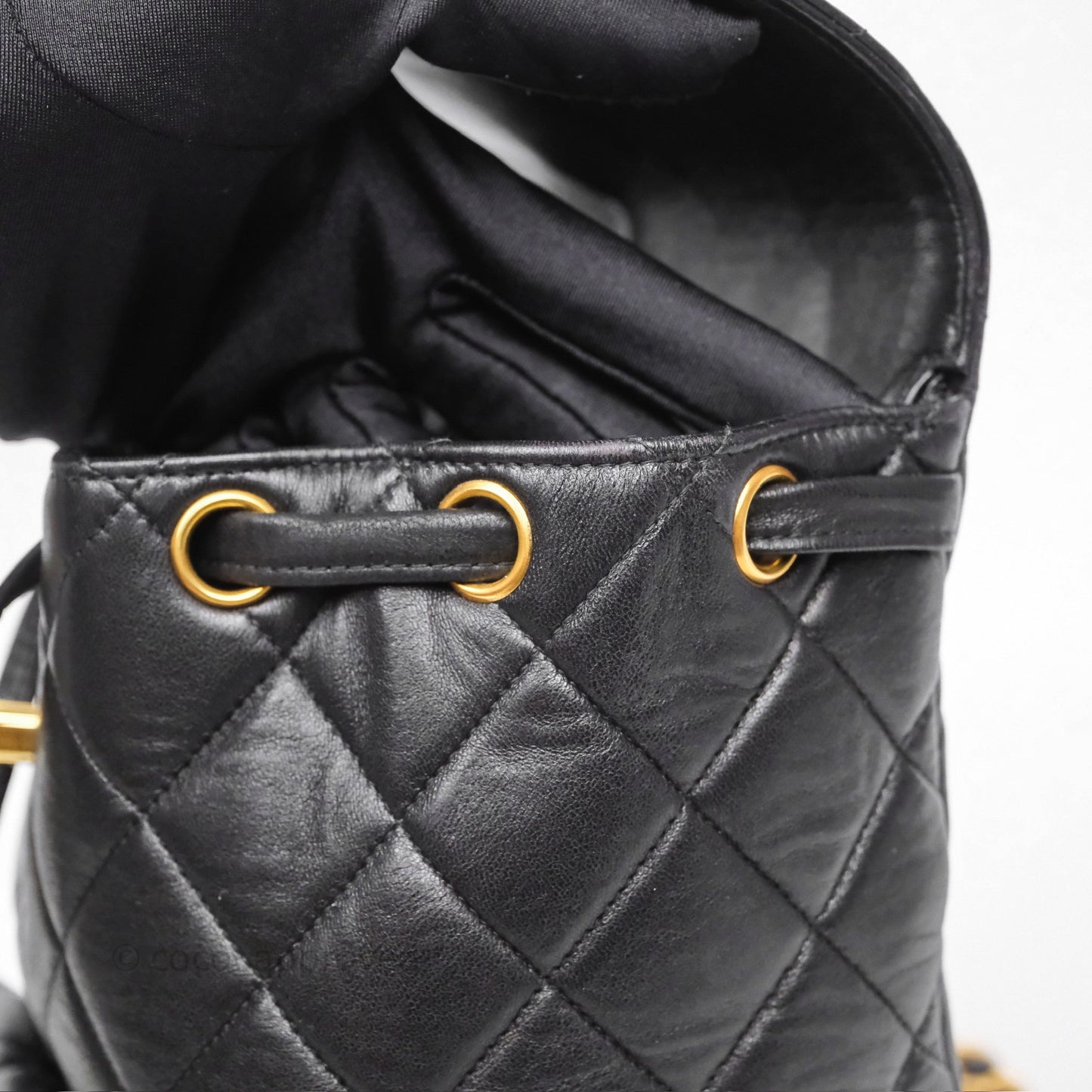 Chanel Vintage CC Duma Backpack Black Lambskin 24K Gold Hardware