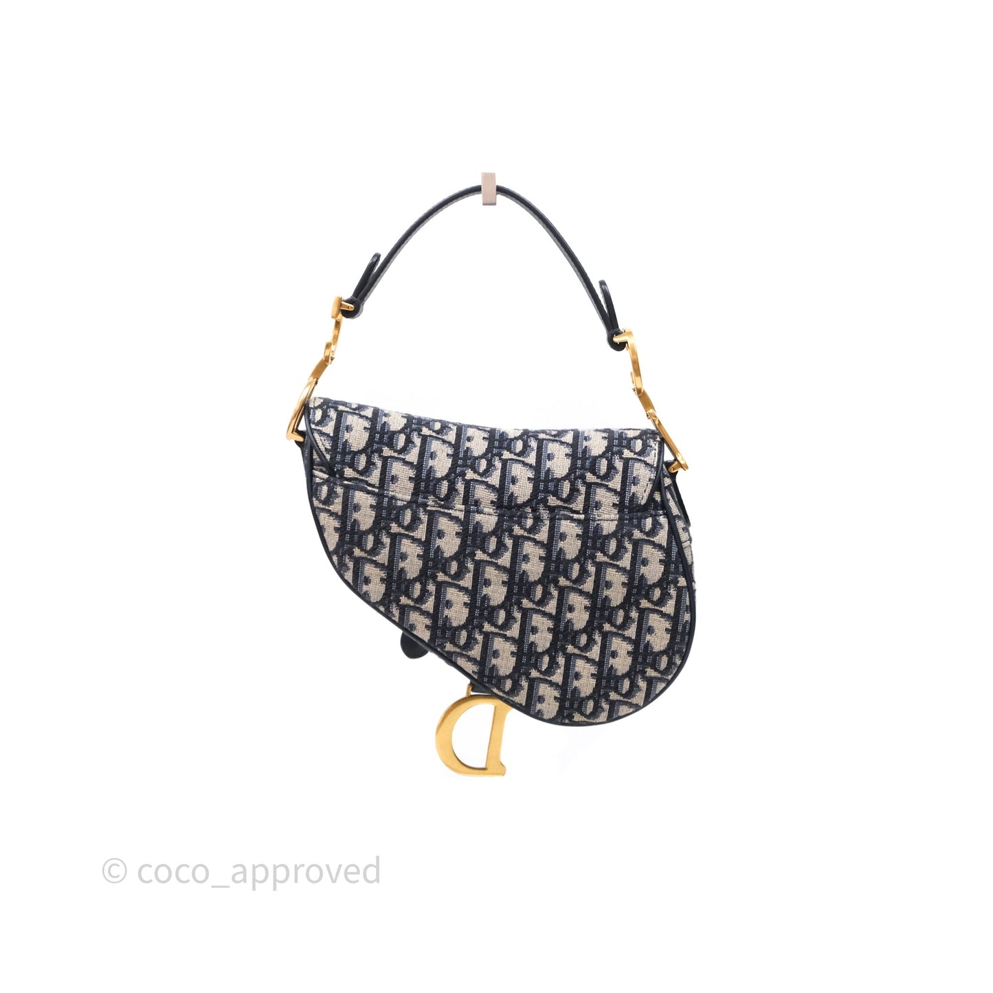 Christian Dior Mini Saddle Bag Blue Oblique Jacquard Gold Hardware
