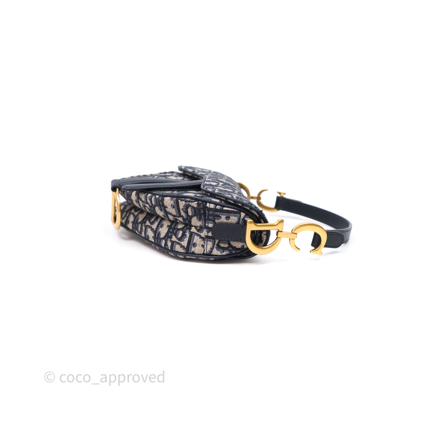 Christian Dior Mini Saddle Bag Blue Oblique Jacquard Gold Hardware