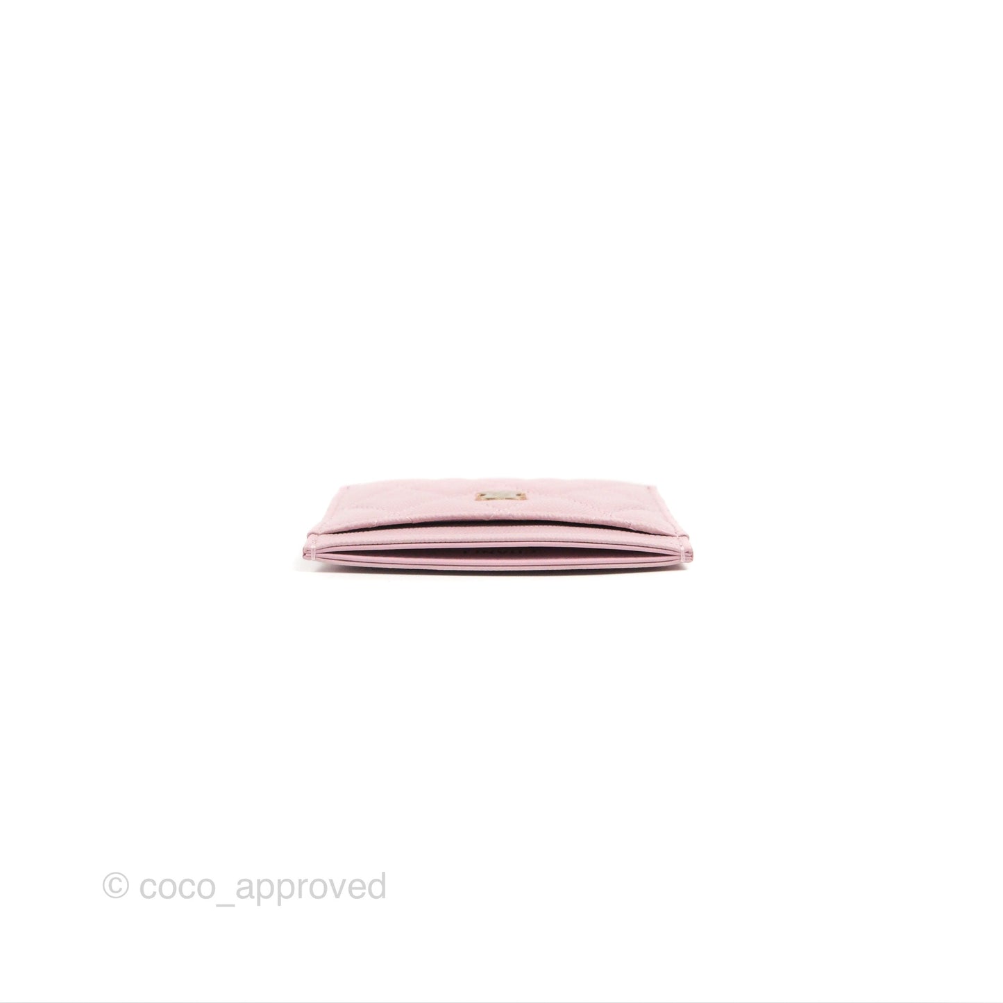 Chanel Classic Flat Card Holder Pink Caviar Gold Hardware