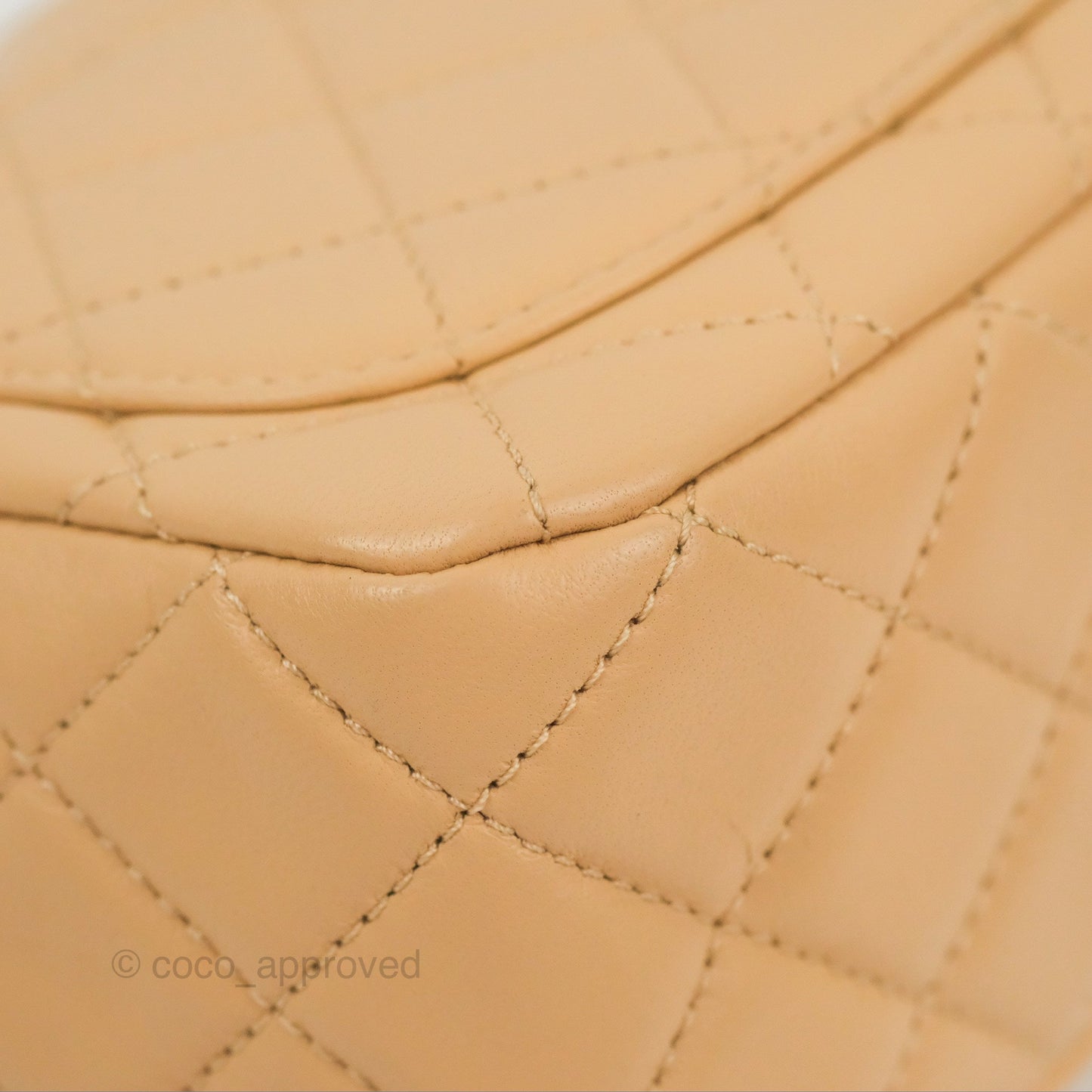 Chanel Mini Square Pearl Crush Beige Lambskin Aged Gold Hardware